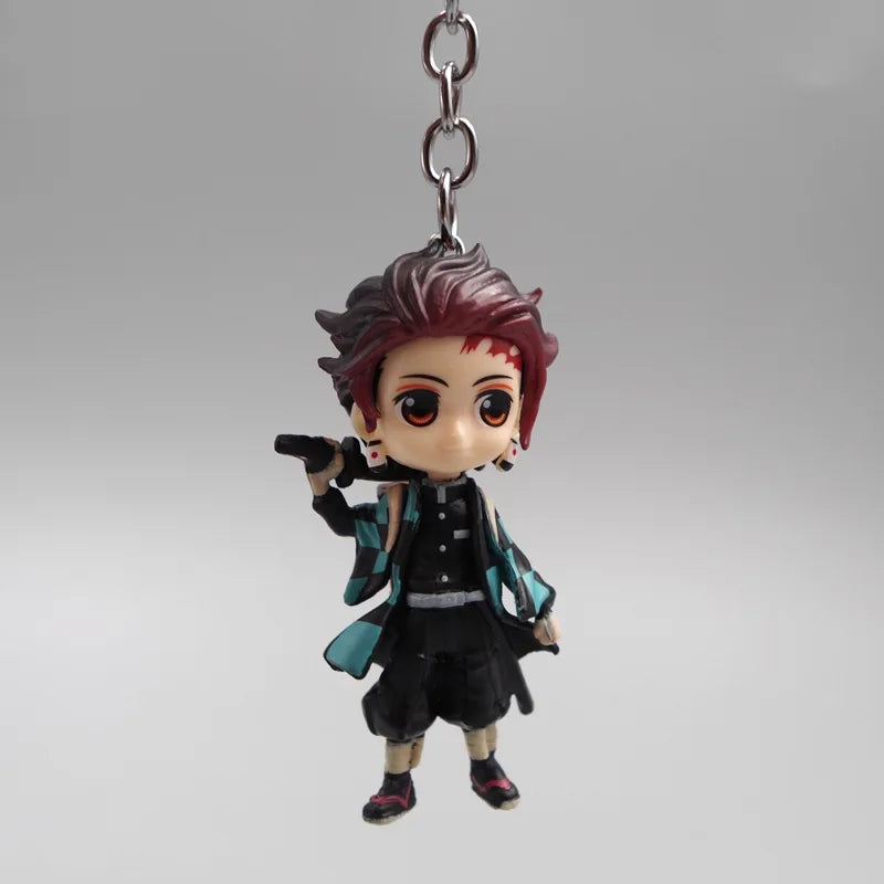 Anime Demon Slayer Kimetsu no Yaiba figure Kamado Tanjirou Action Figure Agatsuma Zenitsu Nezuko Warrior PVC Toys Key Chain 6pcs