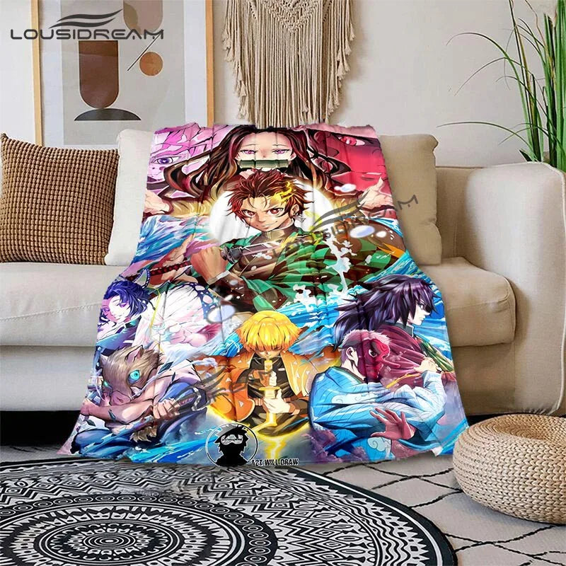 Nezuko Demon Slayer Anime oversized manta sofa bed cover soft and hairy blanket plaid Soft Warm Flannel Throw Blankets Fans gift