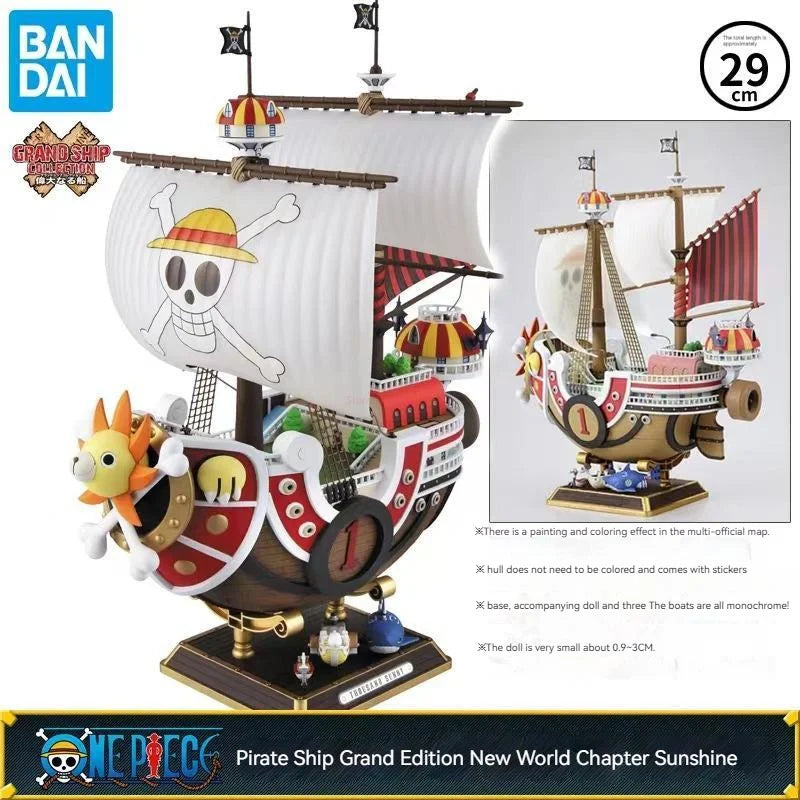 Bandai Anime One Piece Thousand Sunny Going Merry Boat Pvc Action Figure Collection Pirate Model Ship Toy Assemble Christma Gift