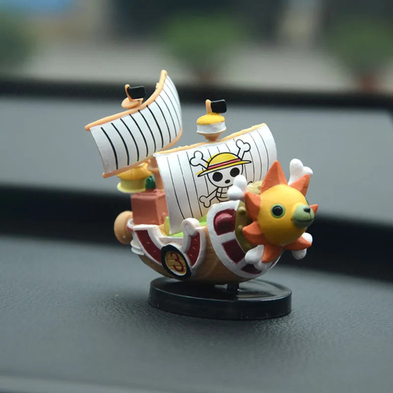 Anime One Pieces Pirates Boat Going Merry Thousand Sunny Grand Pirate Ship Car Decoration Cartoon Action Figure Collectible Toy