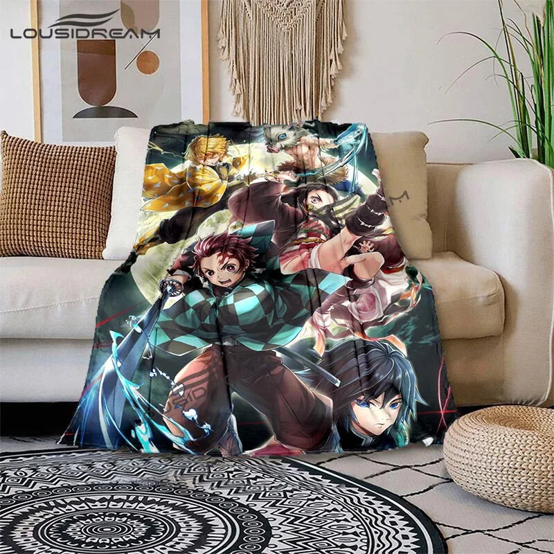 Nezuko Demon Slayer Anime oversized manta sofa bed cover soft and hairy blanket plaid Soft Warm Flannel Throw Blankets Fans gift