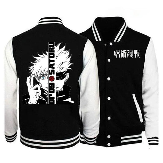 New Jujutsu Kaisen Gojo Satoru Baseball Jacket Men Women Fashion Anime Jacket Baseball Jersey Casual Outdoor Baseball Coats