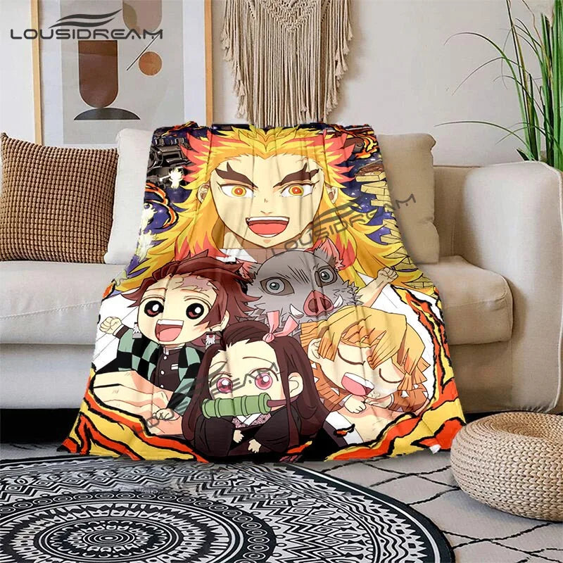 Nezuko Demon Slayer Anime oversized manta sofa bed cover soft and hairy blanket plaid Soft Warm Flannel Throw Blankets Fans gift