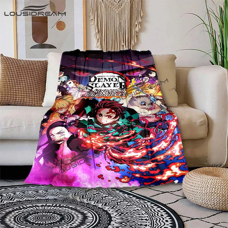 Nezuko Demon Slayer Anime oversized manta sofa bed cover soft and hairy blanket plaid Soft Warm Flannel Throw Blankets Fans gift