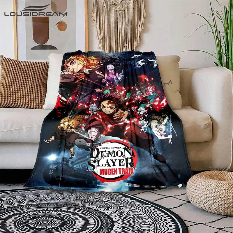 Nezuko Demon Slayer Anime oversized manta sofa bed cover soft and hairy blanket plaid Soft Warm Flannel Throw Blankets Fans gift