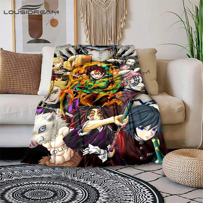 Nezuko Demon Slayer Anime oversized manta sofa bed cover soft and hairy blanket plaid Soft Warm Flannel Throw Blankets Fans gift