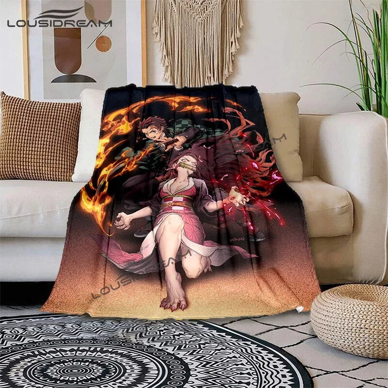 Nezuko Demon Slayer Anime oversized manta sofa bed cover soft and hairy blanket plaid Soft Warm Flannel Throw Blankets Fans gift