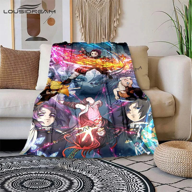 Nezuko Demon Slayer Anime oversized manta sofa bed cover soft and hairy blanket plaid Soft Warm Flannel Throw Blankets Fans gift