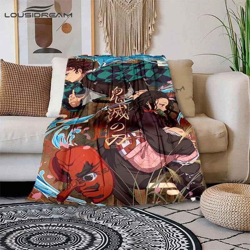 Nezuko Demon Slayer Anime oversized manta sofa bed cover soft and hairy blanket plaid Soft Warm Flannel Throw Blankets Fans gift