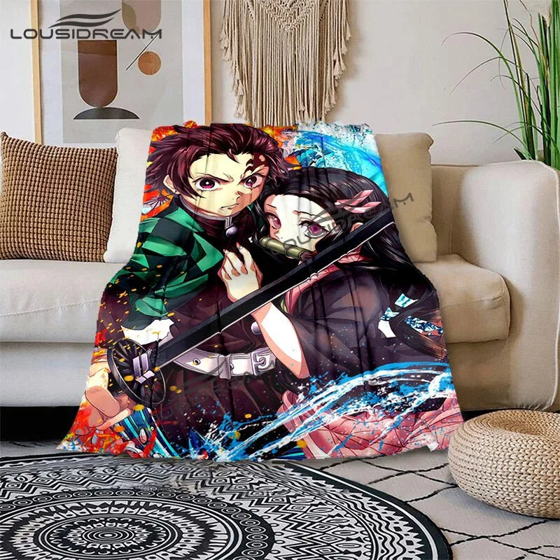 Nezuko Demon Slayer Anime oversized manta sofa bed cover soft and hairy blanket plaid Soft Warm Flannel Throw Blankets Fans gift