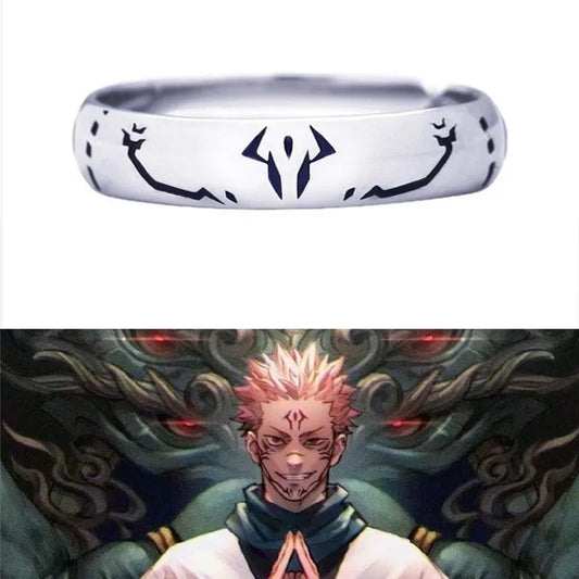 Anime Jujutsu Kaisen Ring Sukuna Itadori Yuji Cosplay Accessories Metal Adjustable Ring Unisex Jewelry Anime Party Xmas Gift