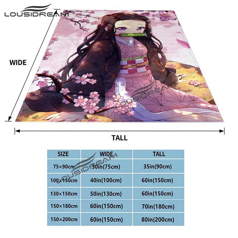 Nezuko Demon Slayer Anime oversized manta sofa bed cover soft and hairy blanket plaid Soft Warm Flannel Throw Blankets Fans gift