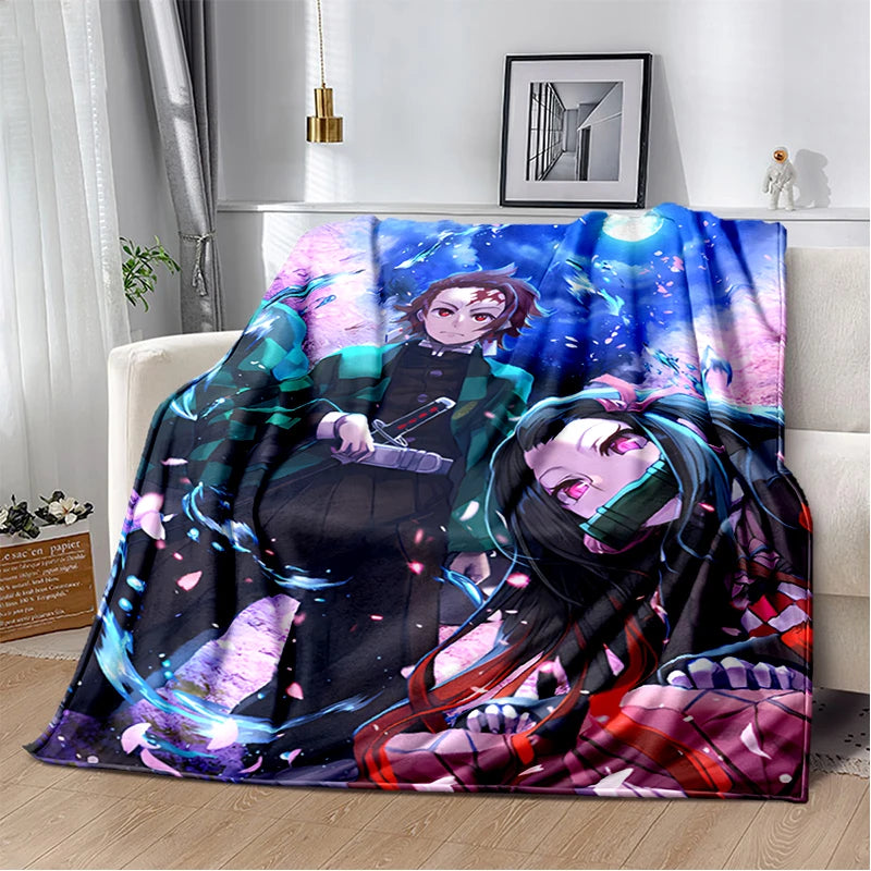 Nezuko Demon Slayer Anime oversized manta sofa bed cover soft and hairy blanket plaid Soft Warm Flannel Throw Blankets Fans gift