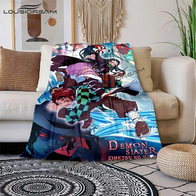 Nezuko Demon Slayer Anime oversized manta sofa bed cover soft and hairy blanket plaid Soft Warm Flannel Throw Blankets Fans gift